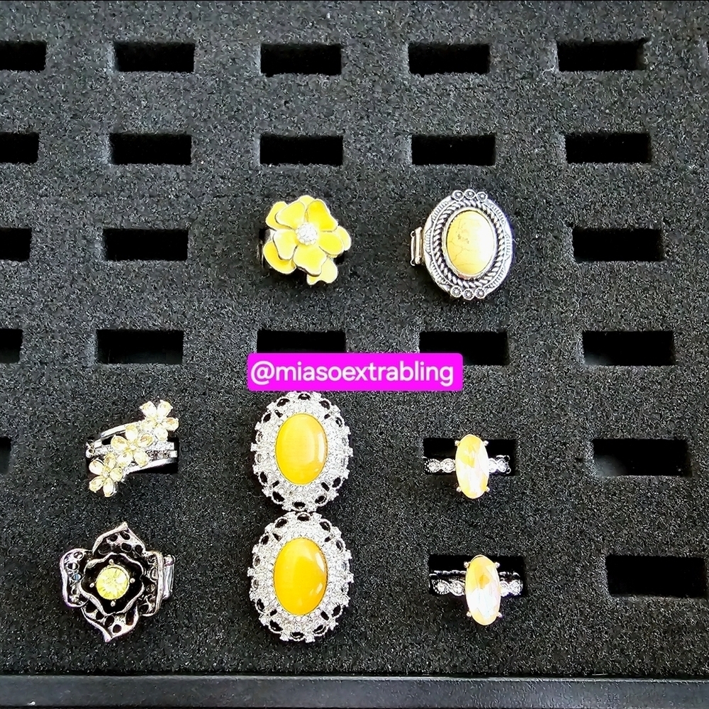 Elegant Yellow and Silver Ring Set Paparazzi Accessories
